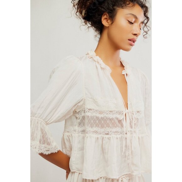 Free People Forever Young Bed Jacket – White Alyssum Size XS New - Picture 8 of 16